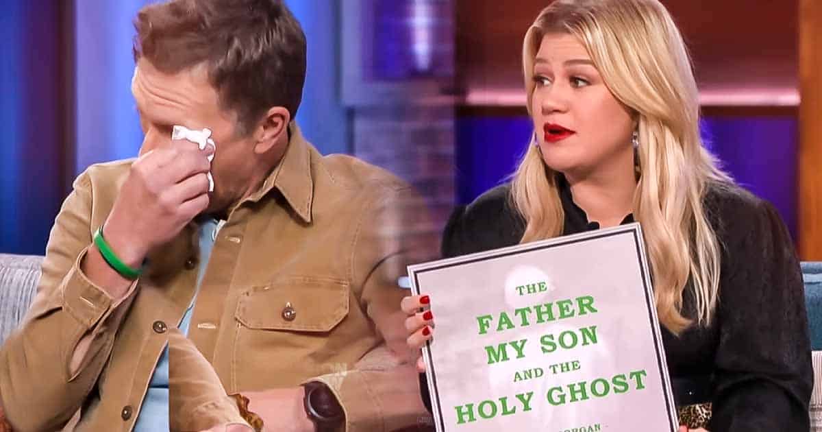 Craig Morgan delivering an emotional performance of 'The Father, My Son, and the Holy Ghost' on The Kelly Clarkson Show, moving the audience to tears as he honors his son's memory.