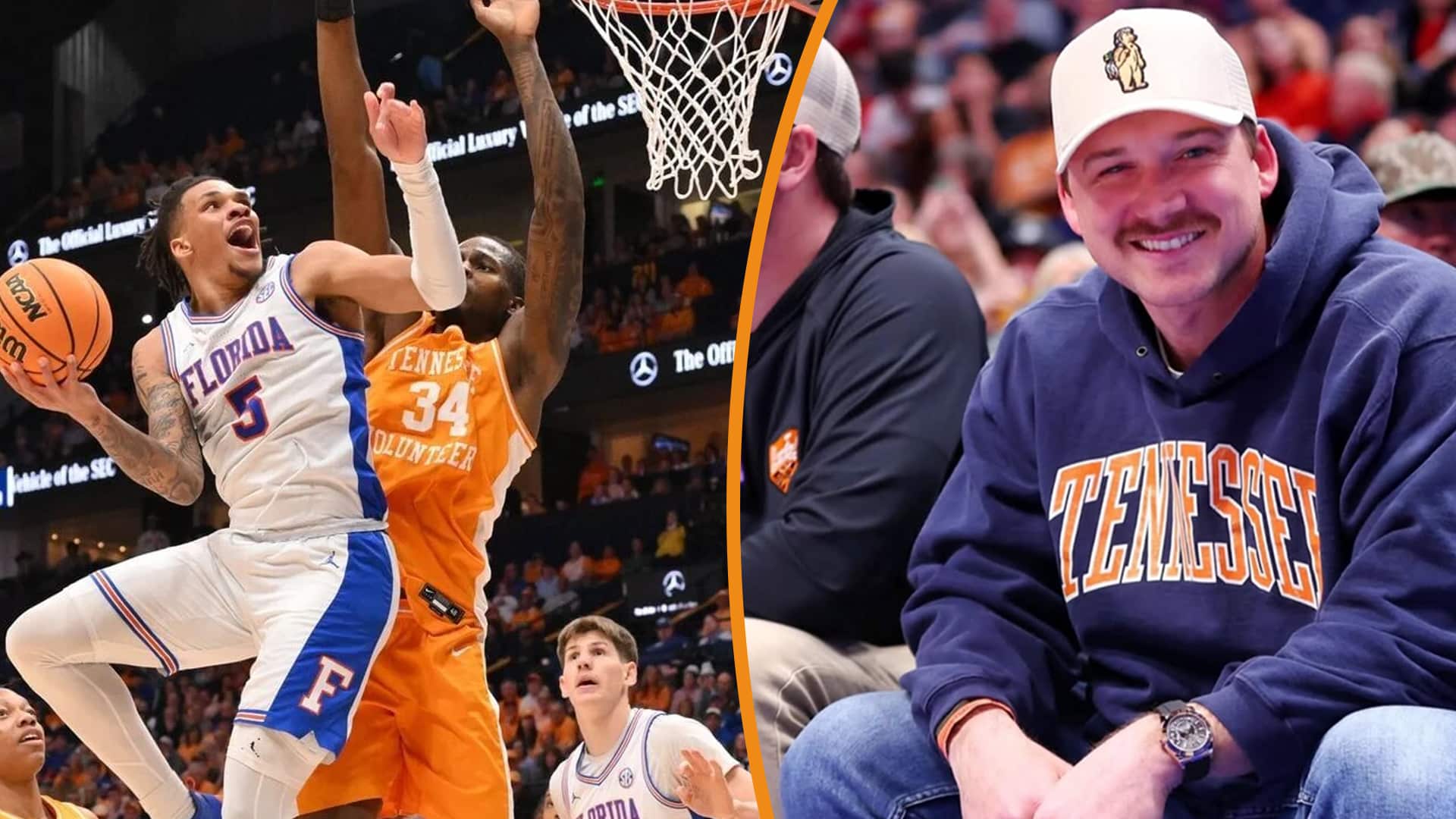 Morgan Wallen turns heads at the SEC Championship in Nashville, rocking a Tennessee hoodie and cheering courtside for the Vols.